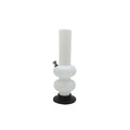 A 12 inch opaque white acrylic smoking water pipe bong with a high gloss finish.