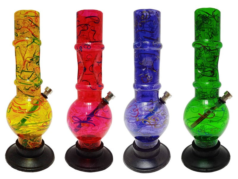 Moksha 12" Single Bulb Acrylic Marble Ice Bong (30cm, Assorted Colors)