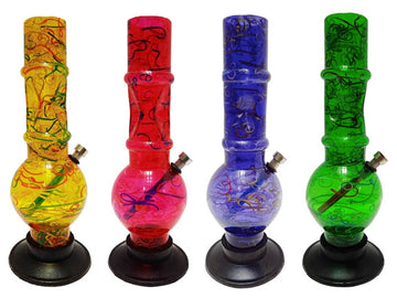 Moksha 12" Single Bulb Acrylic Marble Ice Bong (30cm, Assorted Colors)