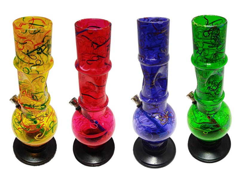 Moksha 12" Single Bulb Acrylic Marble Ice Bong (30cm, Assorted Colors)