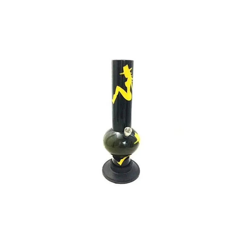 black acrylic bong with yellow design