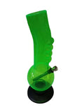A transparent green acrylic bong with a single bulb design, including a bulbous base and a相对较细的颈部, ending in a bowl for packing smoking material. The bong is approximately 30cm in height.