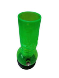 A 12 inch single bulb gripper acrylic smoking bong in transparent green color with a black base.