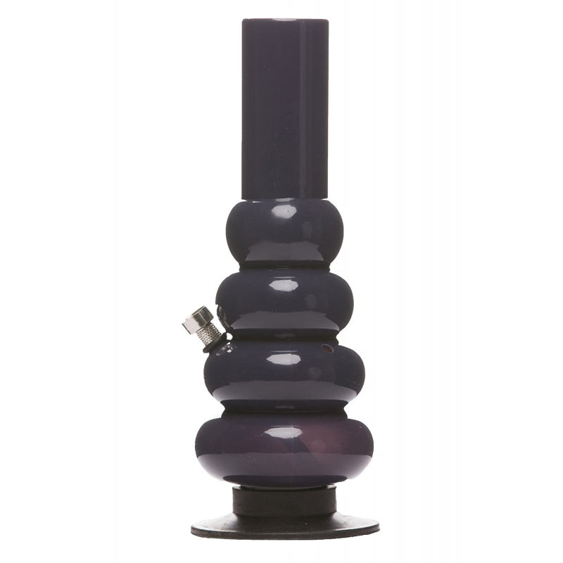 A 12-inch opaque black acrylic multi-bulb waterpipe bong/hookah with a high gloss finish.