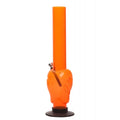 An orange acrylic alien water bong with a 12 inch tall design, featuring a glossy finish and an alien figure integrated into its structure.