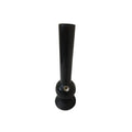 A black 12 inch tall acrylic bulb bong with a glossy finish and metal fittings.