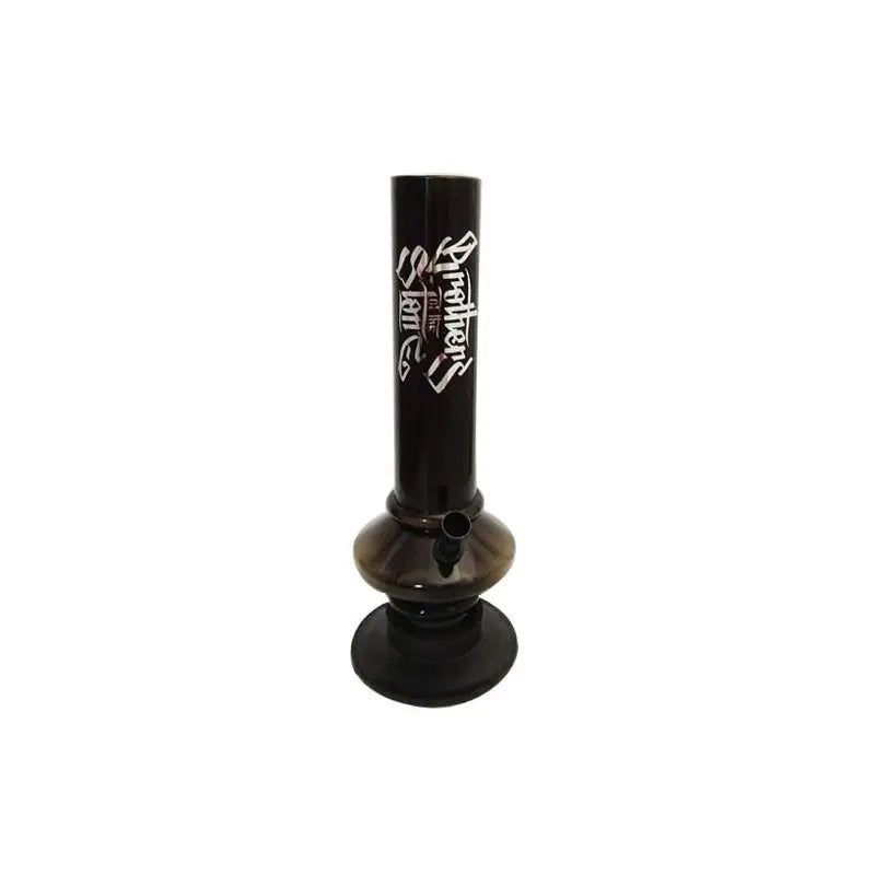 A black acrylic mini disc bulb waterpipe bong with the brand name 'Moksha' written on it.
