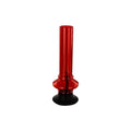 A 12 inch tall red acrylic mini disc bulb water pipe bong.