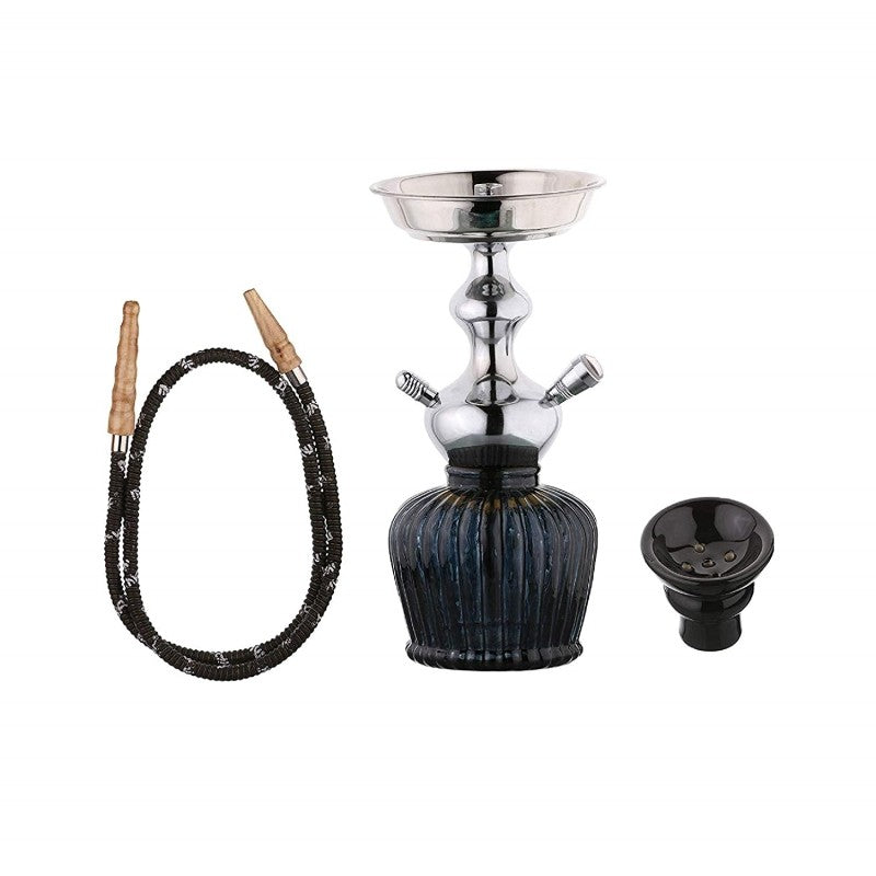 Black glass hookah with ceramic bowl