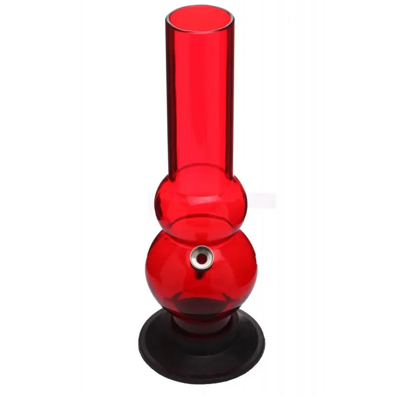 Moksha 12 inch double bulb bong
Transparent red acrylic water pipe
Double bulb acrylic bong 30cm
