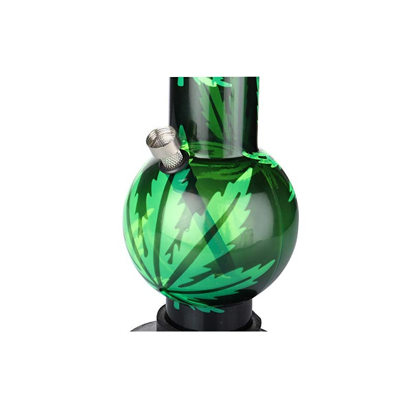 Moksha 12 inch large bulb acrylic bong
Acrylic bong with green leaf design