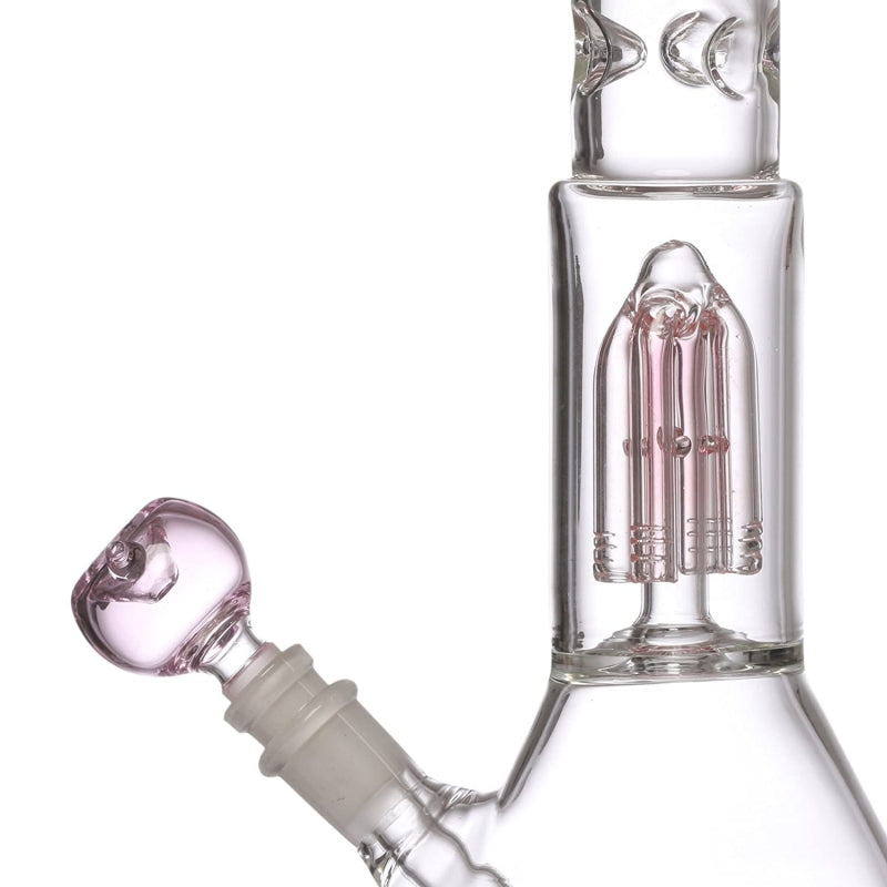 Moksha 13" Glass Waterpipe with 4 Tree Percolator & Shooter (33cm, Pink) Moksha Bongs