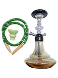 Compact glass and metal hookah in green color