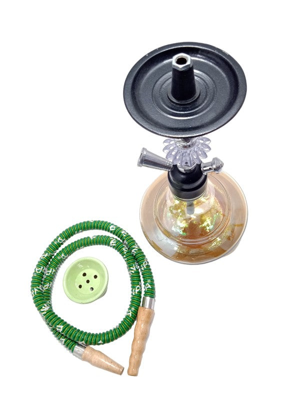 Moksha 14 Inch Green Glass Metal Hookah | Compact & Stylish Hookah Moksha Bongs
