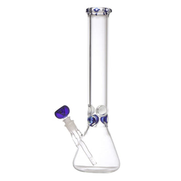 moksha 15-inch glass oval bulb double ice water bong. (38 cm, blue)