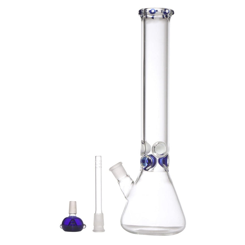 moksha 15-inch glass oval bulb double ice water bong. (38 cm, blue)