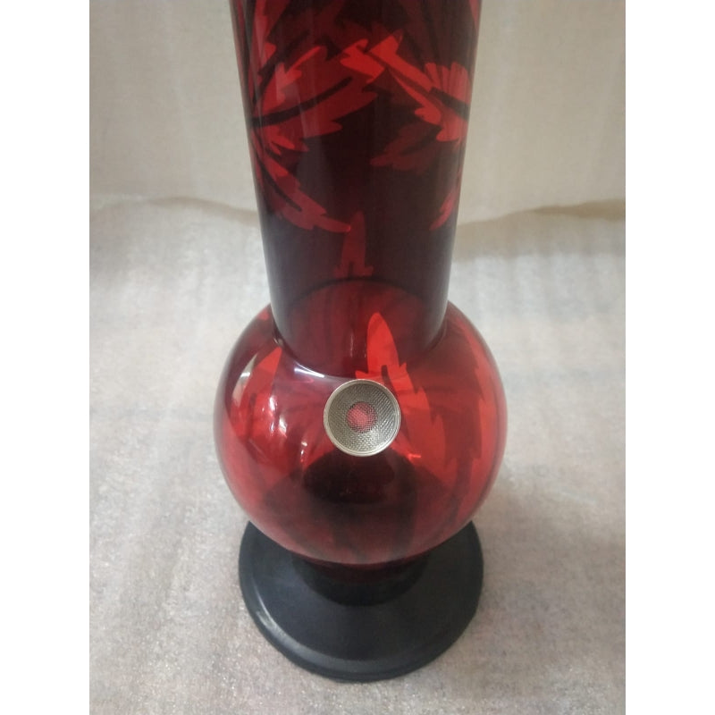 Moksha 16" Acrylic Leaf Bong/Hookah (40cm, Transparent Red)