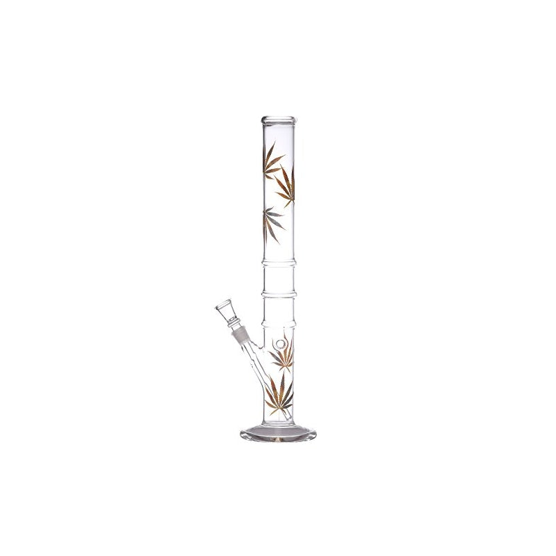 moksha 16 inch glass leaf print hookah smoking pipe bong with chillum (40 cm, clear)