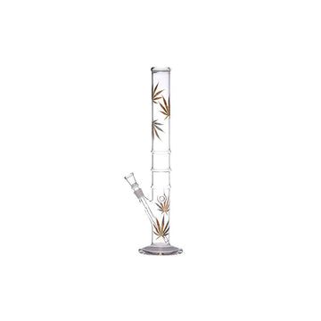 moksha 16 inch glass leaf print hookah smoking pipe bong with chillum (40 cm, clear)