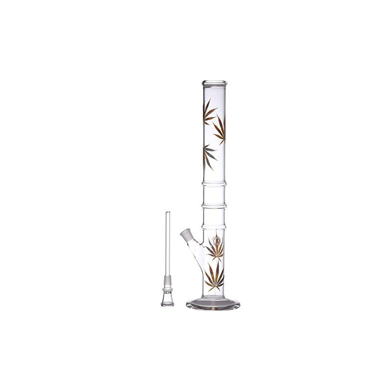 moksha 16 inch glass leaf print hookah smoking pipe bong with chillum (40 cm, clear)