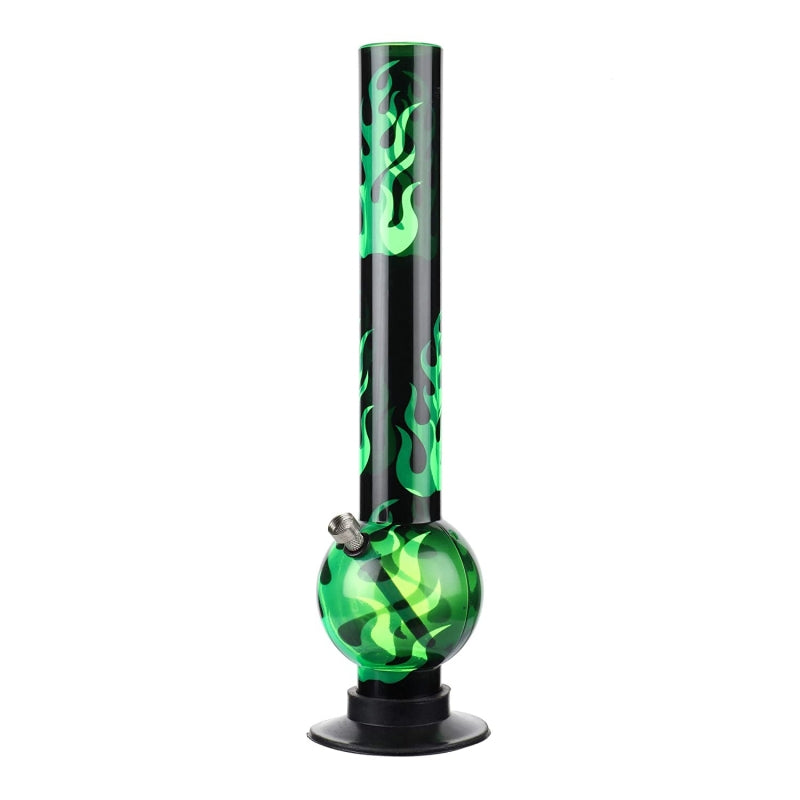 Moksha 16-inch single bulb acrylic water pipe bong with fire print (40cm, green)
