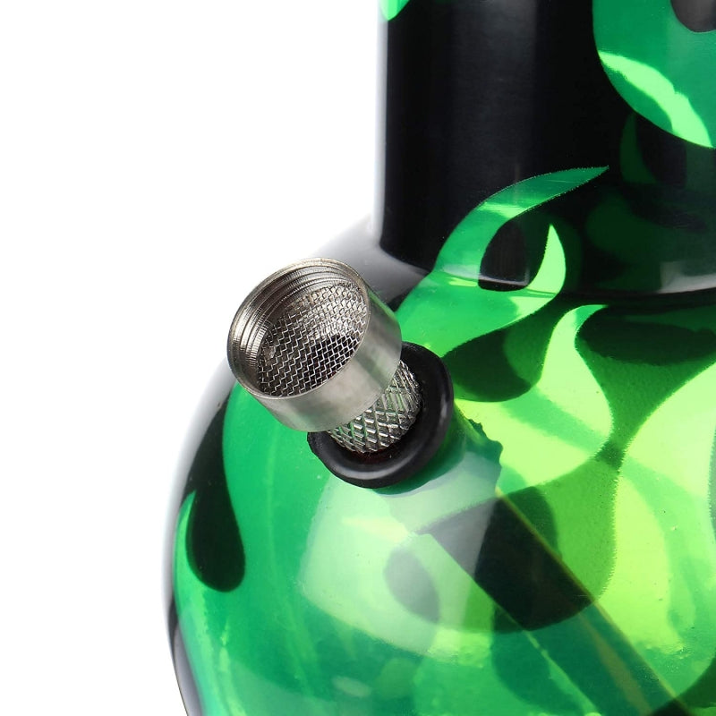 Moksha 16-inch single bulb acrylic water pipe bong with fire print (40cm, green)