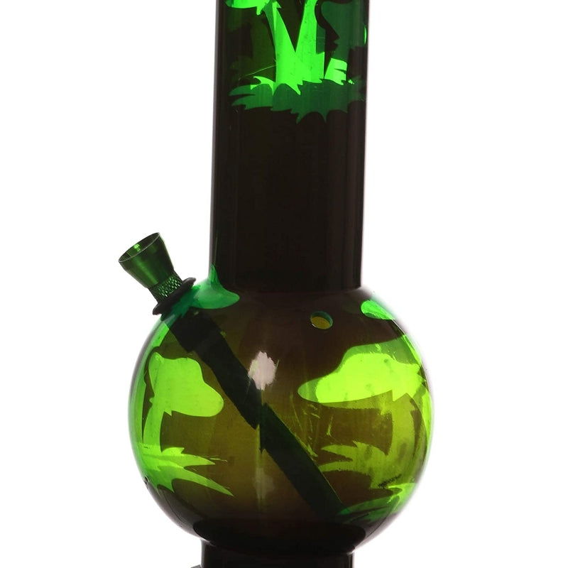 Moksha 16" Single Bulb Acrylic Water Bong with Mushroom Print (40cm, Green)