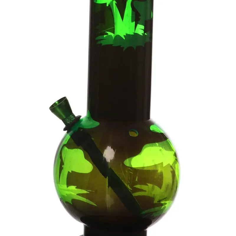 top view of green mushroom printed bong