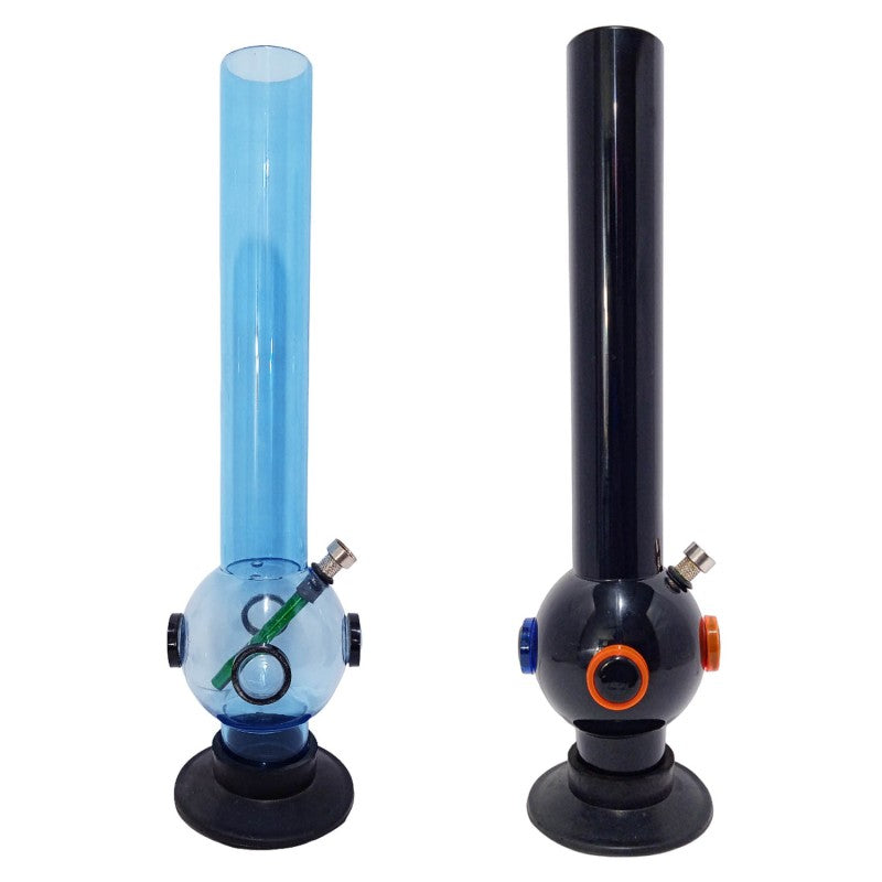 Moksha 16" Single Bulb with Ring Acrylic Water Bong (40cm, Assorted Colors)