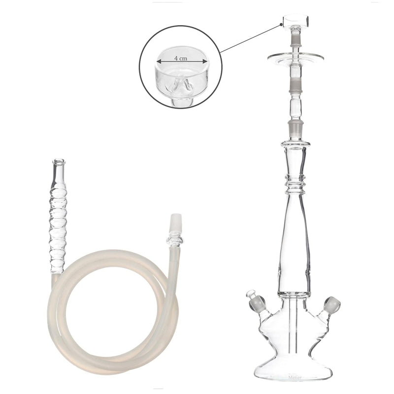 Moksha 26-Inch Hand-Blown Borosilicate Glass Hookah Bong (Single/Double Hose, Clear)
