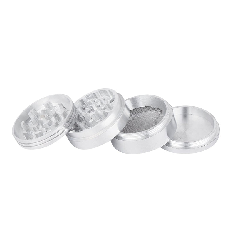 Moksha 63mm 4-Part Silver Metal Herb Grinder with Honey Dust Filter Moksha Bongs