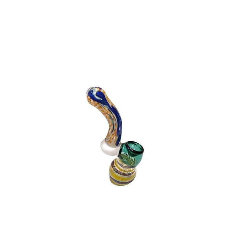Compact glass bubbler pipe by Moksha