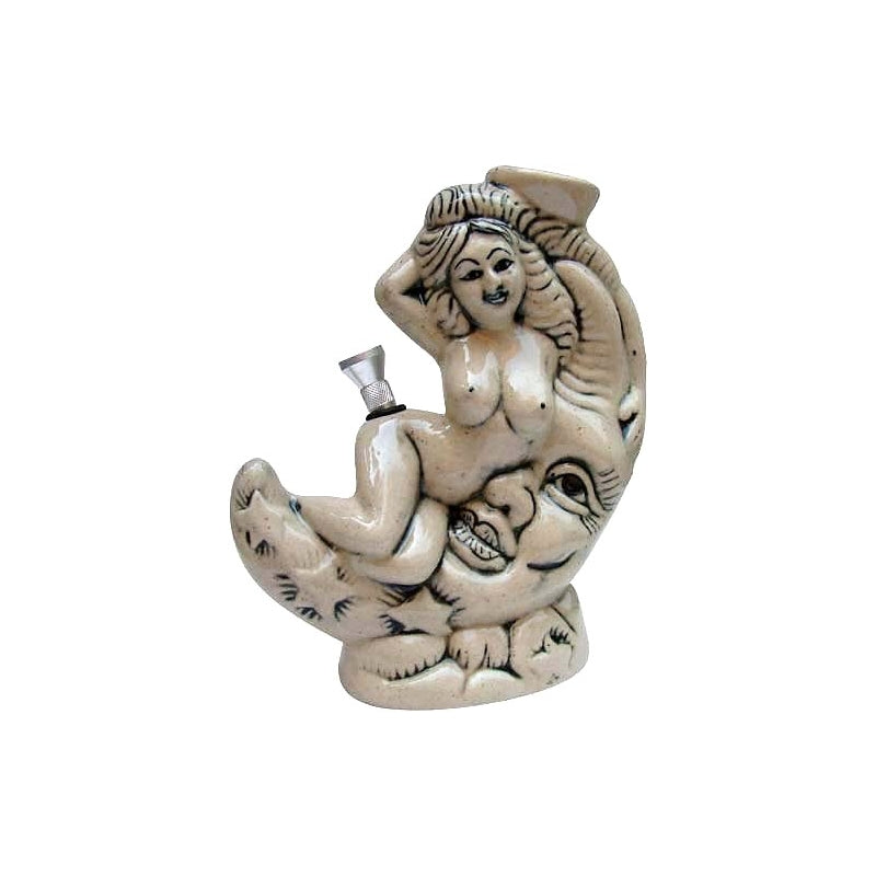 Moksha 7 inch half moon lady ceramic water bong