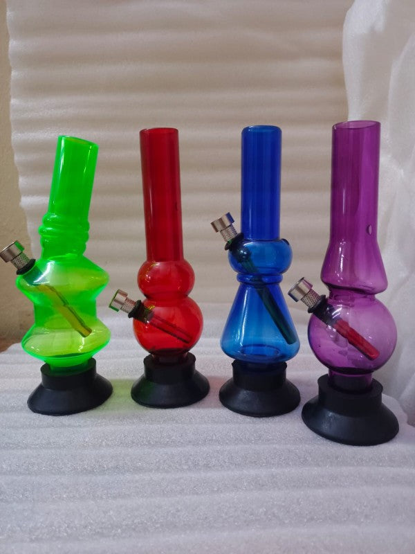 Moksha 8" Acrylic Mini Smoking Bong (Various Colors & Designs)