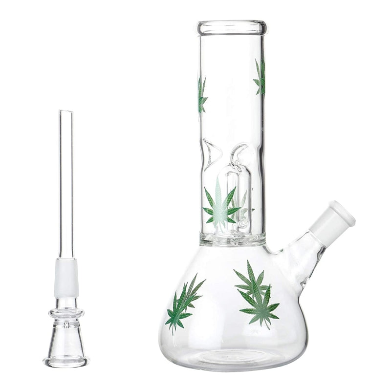 Moksha Deal! 8" Glass Percolator Bong & 3" Shark Teeth Acrylic Grinder (gra207) Moksha Bongs