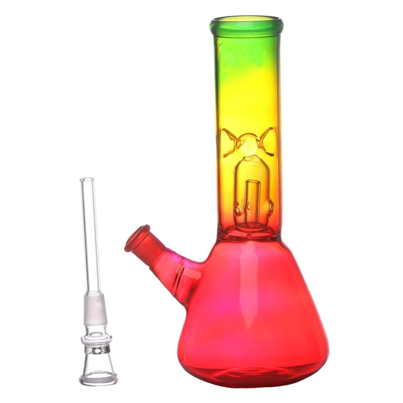 Rasta theme glass waterpipe with percolator