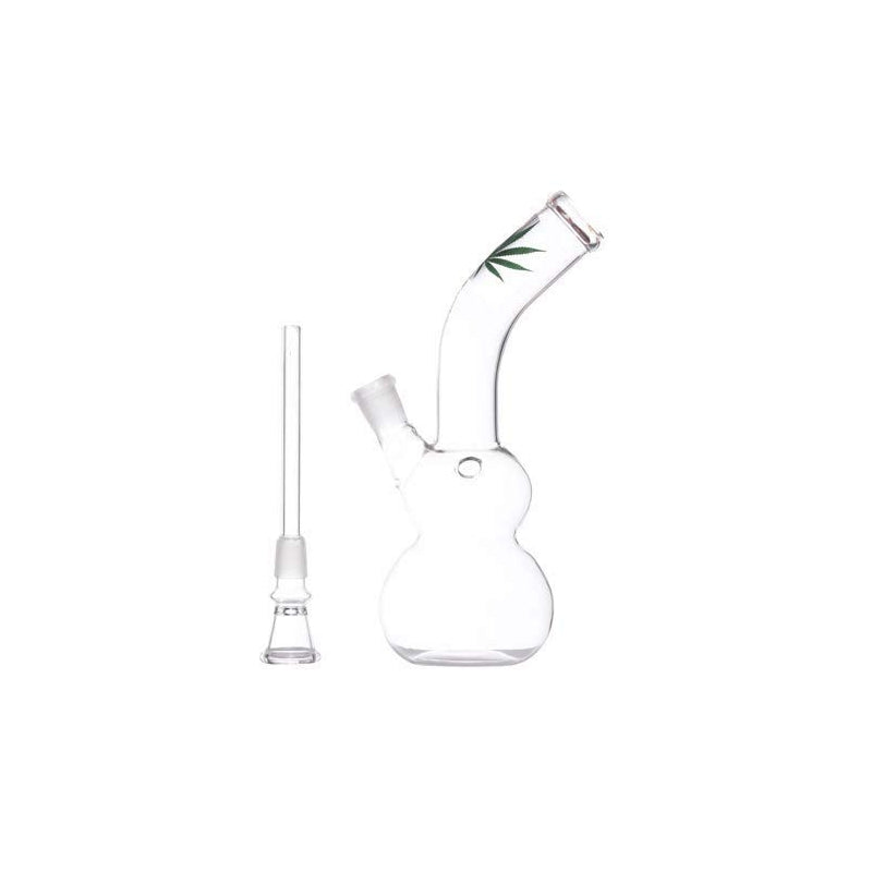 Moksha 8-Inch Glass Smoking Hookah Bong with Shooter & Leaf Print (20cm, Clear)