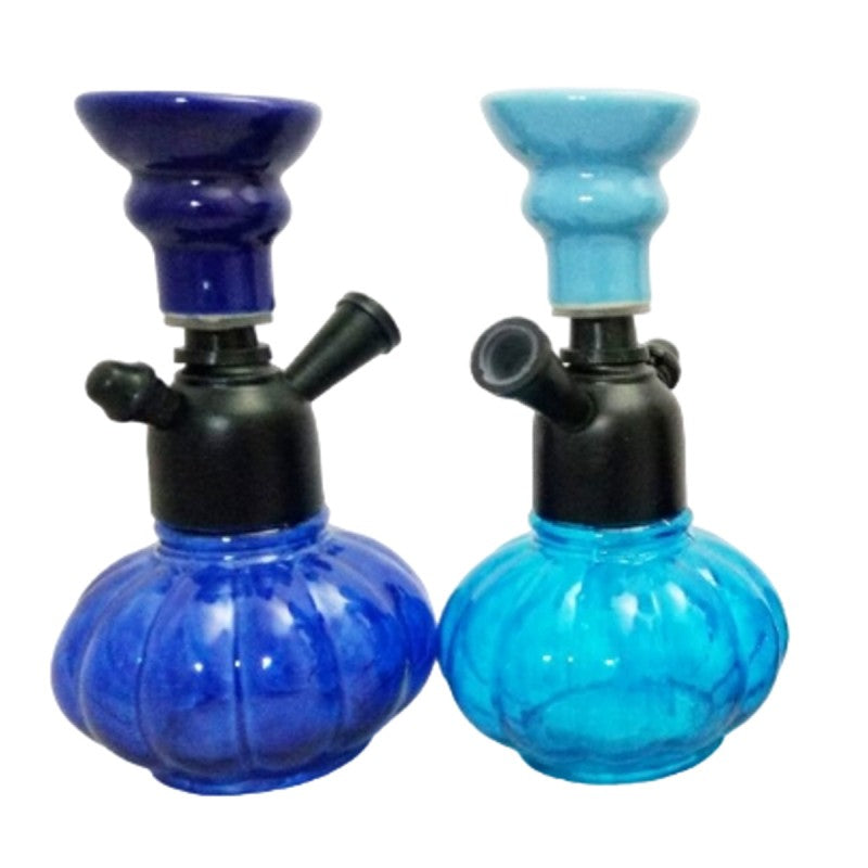 Moksha 8 Inch Glass Hookah with Ceramic Chillum – Single Bulb Design Moksha Bongs