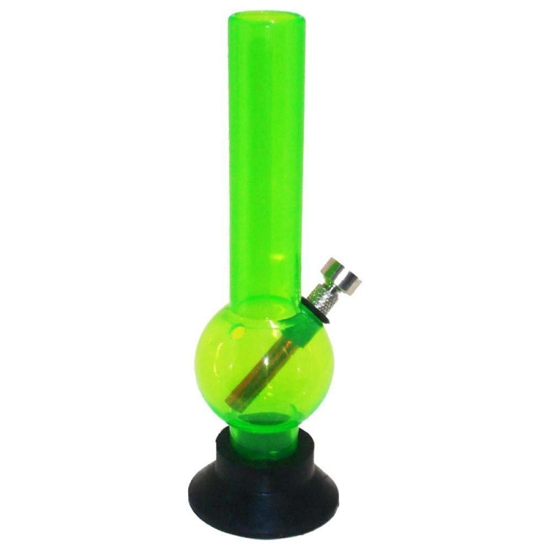 Moksha 8" Transparent Green Acrylic Mini Smoking Bong (3cm Pipe)