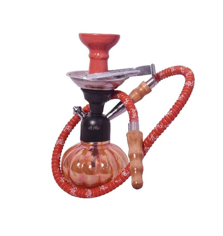 Red glass hookah with ceramic bowl