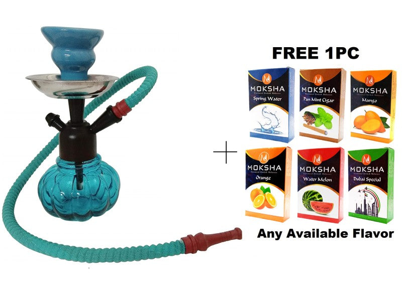 Compact glass hookah in sky blue