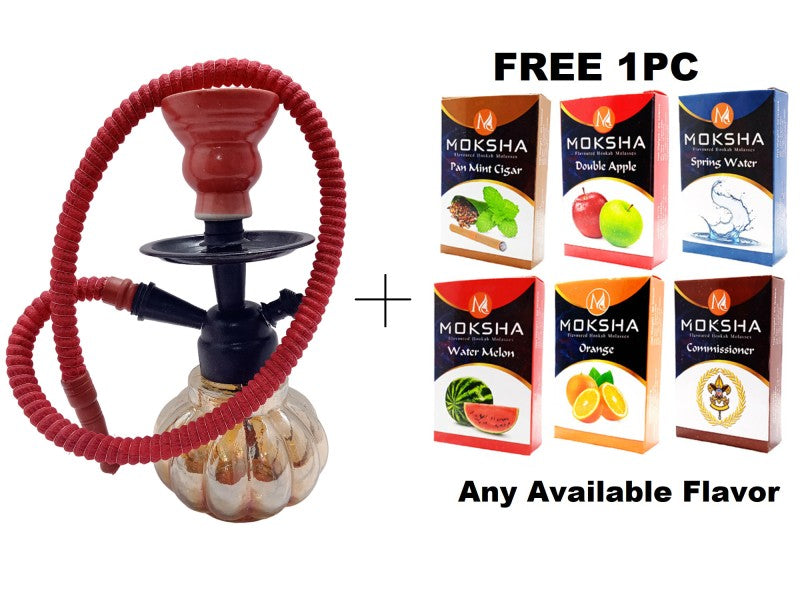 Compact red waterpipe with ash catcher