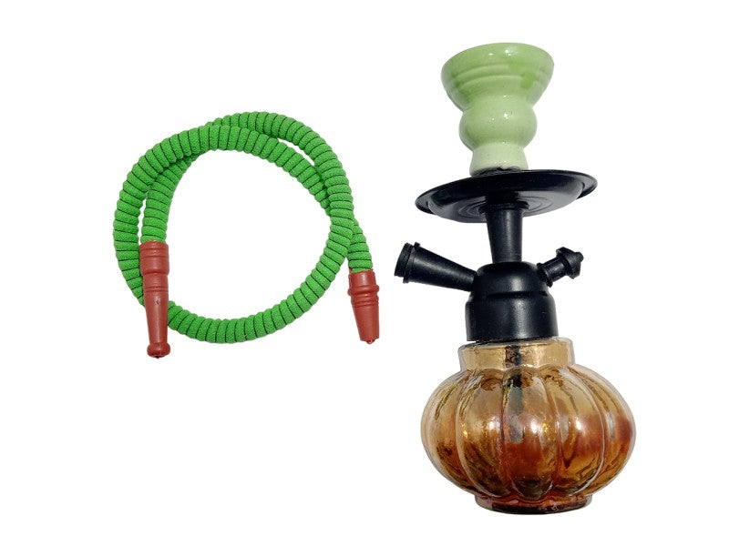 Green hookah with ceramic bowl and ash catcher