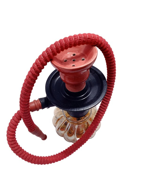 Travel-friendly red glass hookah