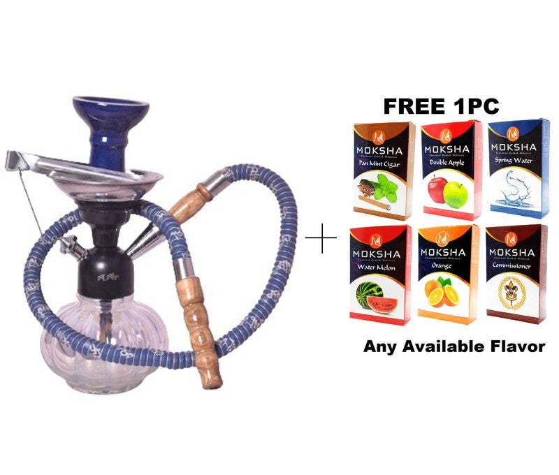 Compact blue waterpipe with ash catcher