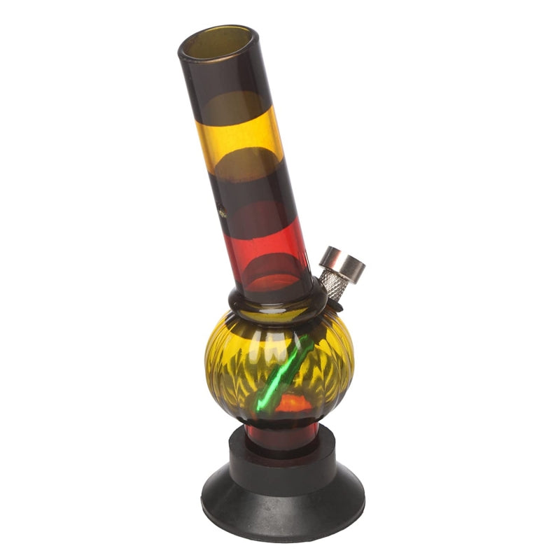 Moksha 8" Transparent Rasta Acrylic Water Bong (Single Bulb)