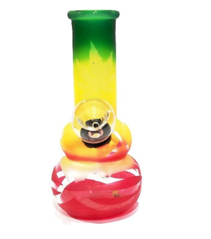 Moksha Combo Deal! 18" Frosted Glass Ice Bong & 5" Mini Glass Bong (Black & Red) Moksha Bongs