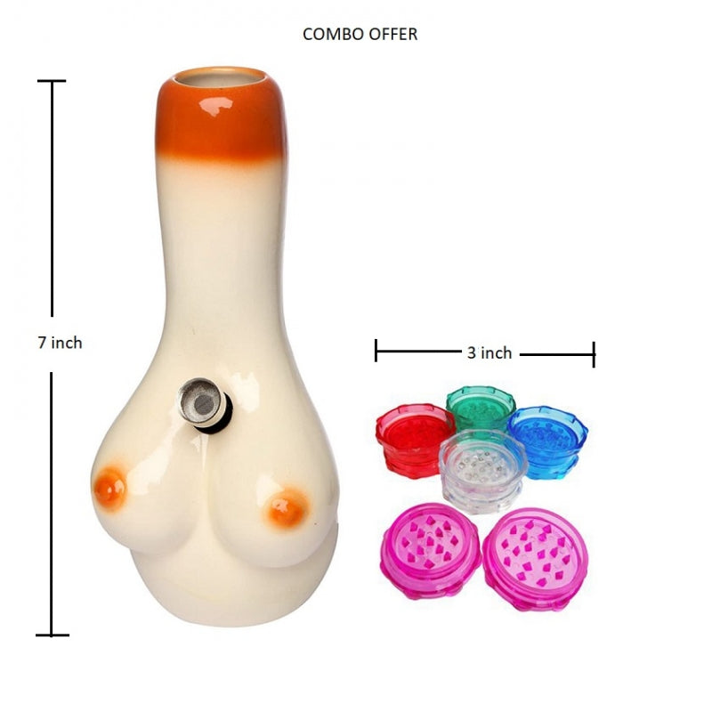 Moksha 7 inch Half Woman Ceramic Bong smoking waterpipe