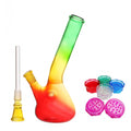 Durable glass bong with portable shark teeth acrylic grinder