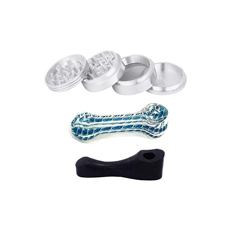 4-part 50mm grinder with wooden and glass pipes